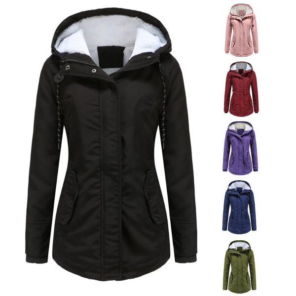 women's jackets 2021 parka coat warm cotton-padded jacket women thick and velvet casual hooded, Black;brown
women's jackets 2021 parka coat warm cotton-padded jacket women thick and velvet casual hooded, Black;brown