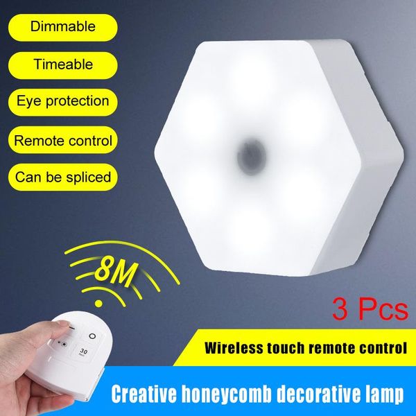 3pcs remote control hexagonal led wall lamp dimmable timing smart light for home office el l5
3pcs remote control hexagonal led wall lamp dimmable timing smart light for home office el l5