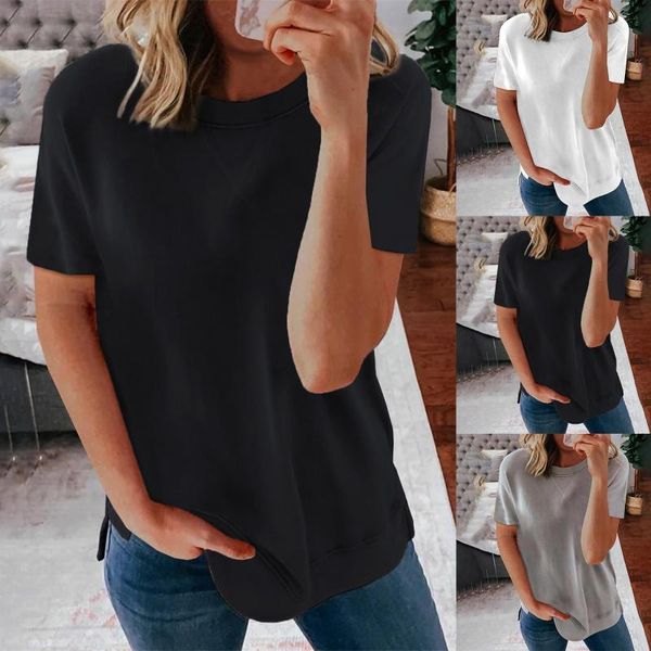 women's t-shirt solid colour t-shirts s hundred oversized o-neck casual loose short sleeve ropa mujer, White
women's t-shirt solid colour t-shirts s hundred oversized o-neck casual loose short sleeve ropa mujer, White