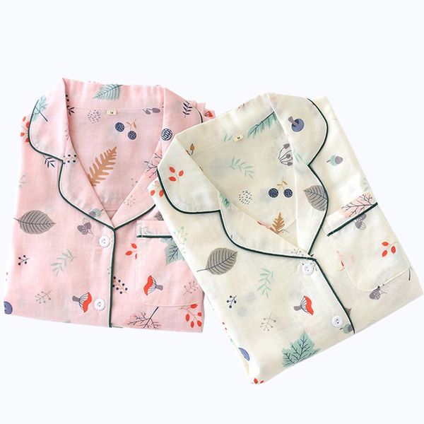 women's sleepwear spring and fall leaves printed ladies pajamas set femme gauze cotton 2pcs clothes+pants women loose homewear 243, Black;red
women's sleepwear spring and fall leaves printed ladies pajamas set femme gauze cotton 2pcs clothes+pants women loose homewear 243, Black;red
