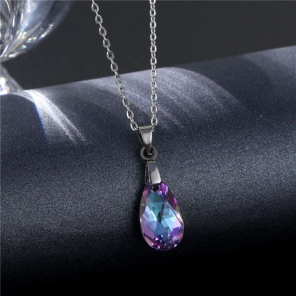 stainless steel minimalist jewelry 2 colors water drop shape crystal pendant necklace choker women girl gift necklaces, Silver
stainless steel minimalist jewelry 2 colors water drop shape crystal pendant necklace choker women girl gift necklaces, Silver
