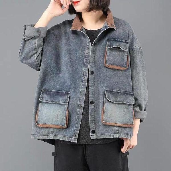 women's jackets 2021 spring autumn harajuku denim for women korean fashion loose all-match long sleeve pocket jeans coat female, Black;brown
women's jackets 2021 spring autumn harajuku denim for women korean fashion loose all-match long sleeve pocket jeans coat female, Black;brown