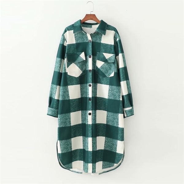 women autumn winter plaid wool blends coats loose long pockets plus size fashion street female casual outerwear clothing 210513, Black
women autumn winter plaid wool blends coats loose long pockets plus size fashion street female casual outerwear clothing 210513, Black