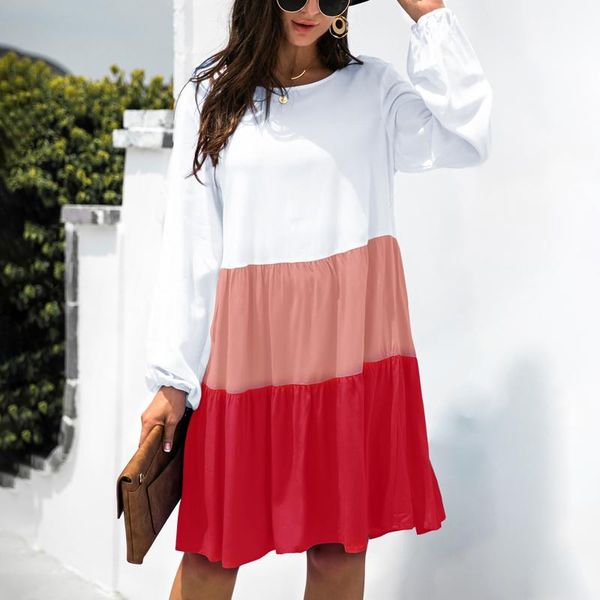 casual dresses for women 2021 ladies stitching contrast color long sleeve o neck loose waist dress vestidos mujer verano, Black;gray
casual dresses for women 2021 ladies stitching contrast color long sleeve o neck loose waist dress vestidos mujer verano, Black;gray