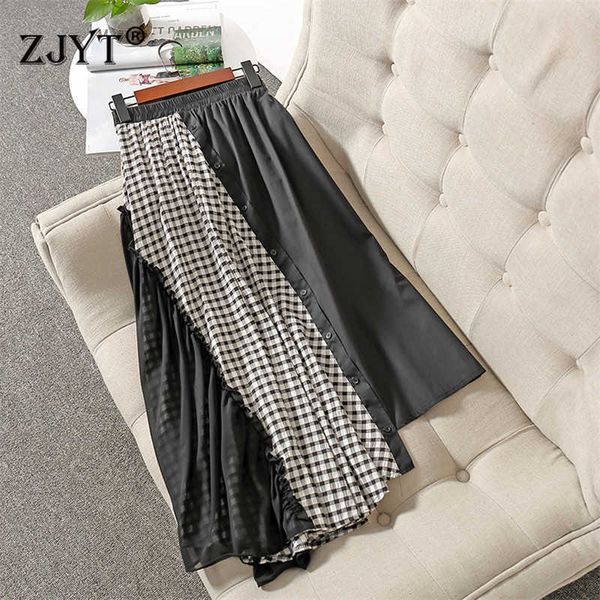 elegant lady summer designers elastic waist plaid patchwork midi asymmetrical skirts women 210601, Black
elegant lady summer designers elastic waist plaid patchwork midi asymmetrical skirts women 210601, Black