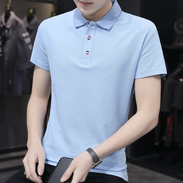men's polo shirt solid summer printed korean casual t- lapel short sleeve, White;black
men's polo shirt solid summer printed korean casual t- lapel short sleeve, White;black