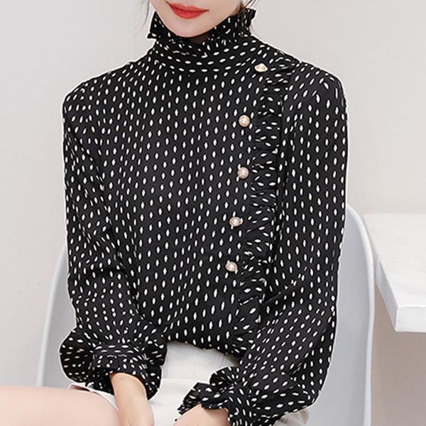 women's blouses & shirts women blouse 2021 long sleeve stand collar dot chiffon shirt blusas mujer d376, White
women's blouses & shirts women blouse 2021 long sleeve stand collar dot chiffon shirt blusas mujer d376, White