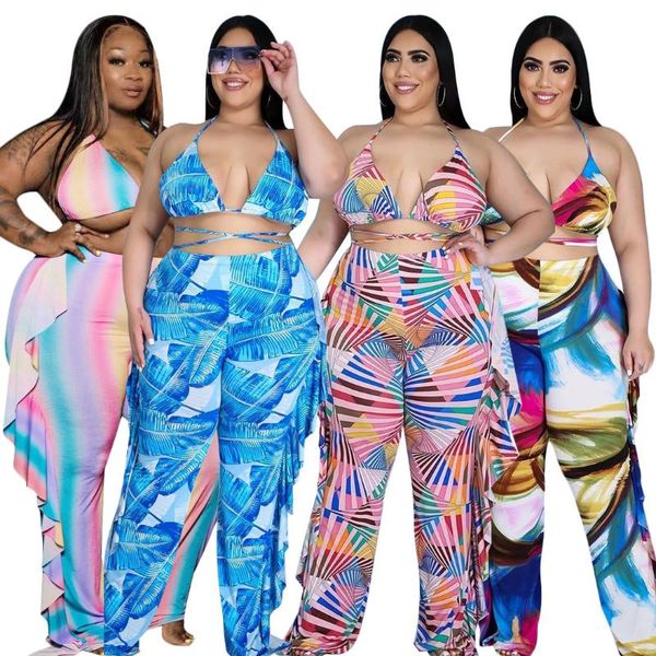 women's two piece pants shzq 2021 summer women color striped print pierces holiday beach plus size halter lace-up bra + ruffles loose o, White
women's two piece pants shzq 2021 summer women color striped print pierces holiday beach plus size halter lace-up bra + ruffles loose o, White