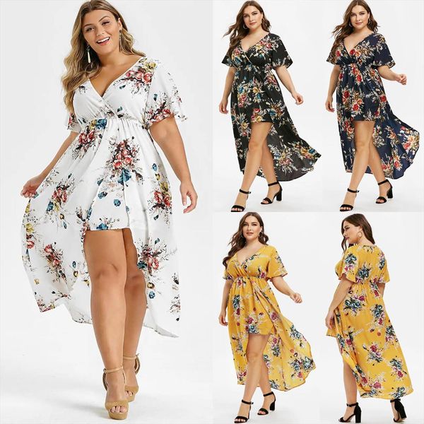 summer fashion short sleeve floral women dress printed bell high low maxi free, Black;gray
summer fashion short sleeve floral women dress printed bell high low maxi free, Black;gray