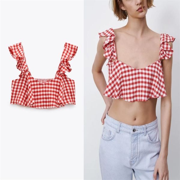 cropped gingham women wide straps ruffle summer tank chic smocked elastic vintage woman plaid red camis tanks 210524, White
cropped gingham women wide straps ruffle summer tank chic smocked elastic vintage woman plaid red camis tanks 210524, White