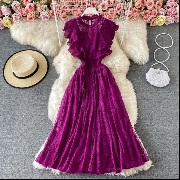 vintage womens dress purple green red lace midi women sweet round neck ruffle vestidos female high waist slim robe spring, Black;gray
vintage womens dress purple green red lace midi women sweet round neck ruffle vestidos female high waist slim robe spring, Black;gray