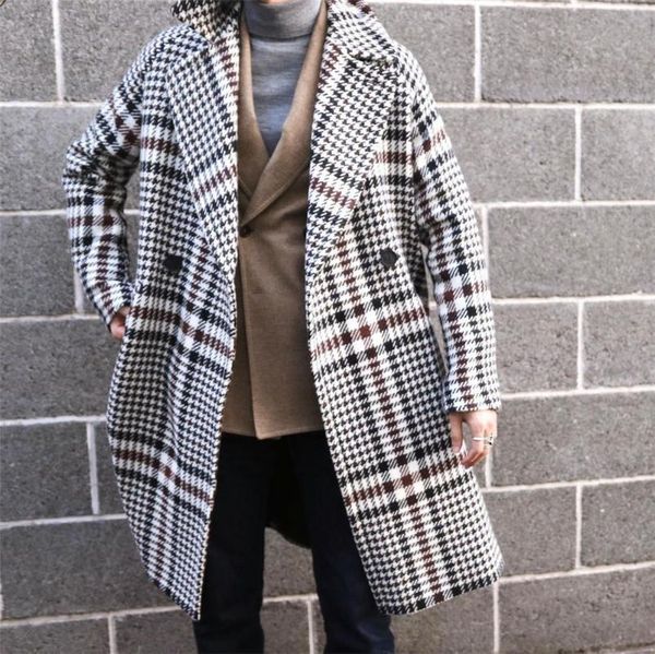men's wool & blends plaid winter fashion overcoat warm woolen thick double breasted loose long-length casual trench coat male jacket bg, Black
men's wool & blends plaid winter fashion overcoat warm woolen thick double breasted loose long-length casual trench coat male jacket bg, Black