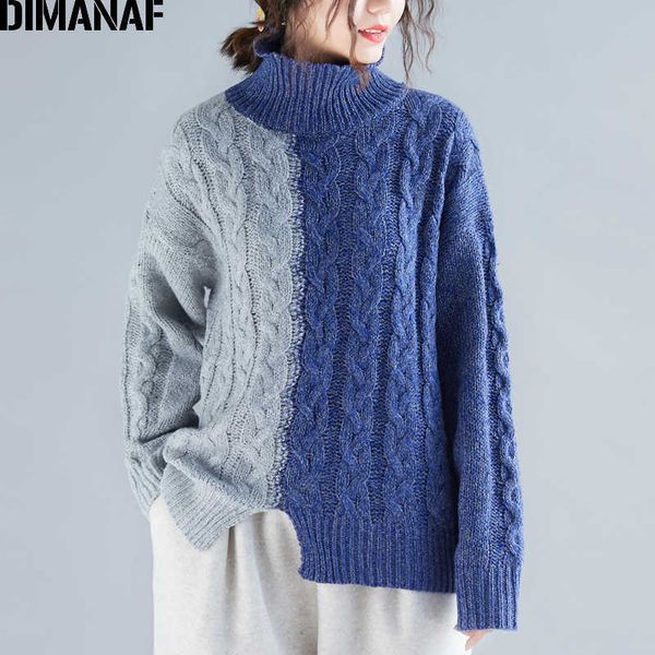 plus size women sweater female pullover knitted wool thick turtleneck spliced lady basic casual spring clothes 210531, White;black
plus size women sweater female pullover knitted wool thick turtleneck spliced lady basic casual spring clothes 210531, White;black