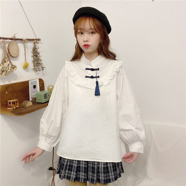 women chinese style blouse spring autumn new solid stand puffy sleeve button loose casual wild female fashion shirts 12547, Red
women chinese style blouse spring autumn new solid stand puffy sleeve button loose casual wild female fashion shirts 12547, Red