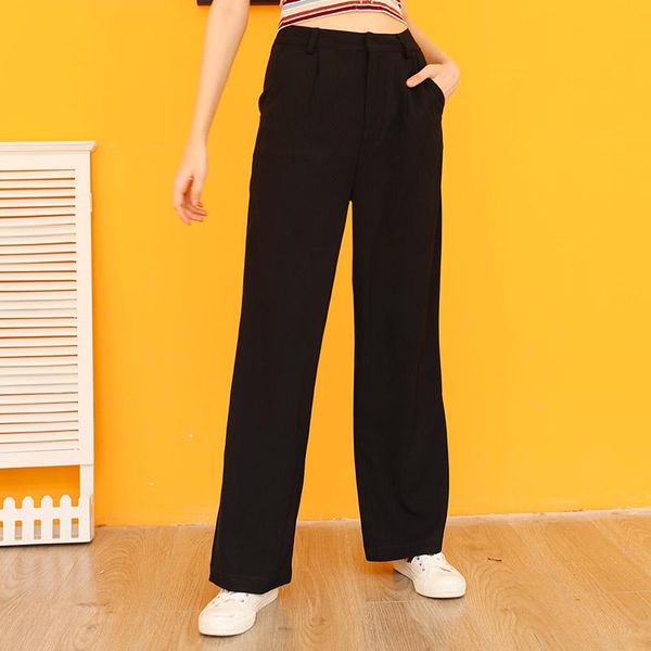 women's pants & capris wide-leg trousers for women high waist hanging black thin straight office lady casual summer, Black;white
women's pants & capris wide-leg trousers for women high waist hanging black thin straight office lady casual summer, Black;white