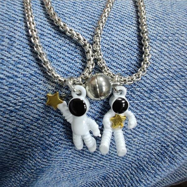 pendant necklaces 2pcs spaceman astronaut couple necklace for lovers friendship creative magnetic jewelry gifts, Silver
pendant necklaces 2pcs spaceman astronaut couple necklace for lovers friendship creative magnetic jewelry gifts, Silver