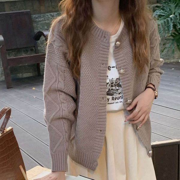 cardigan coat knitted sweater loose outer white short style, White;black