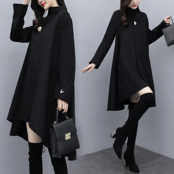 winter korean fashion large size loose mid-length black wool nick cloak coat child women women's & blends
winter korean fashion large size loose mid-length black wool nick cloak coat child women women's & blends