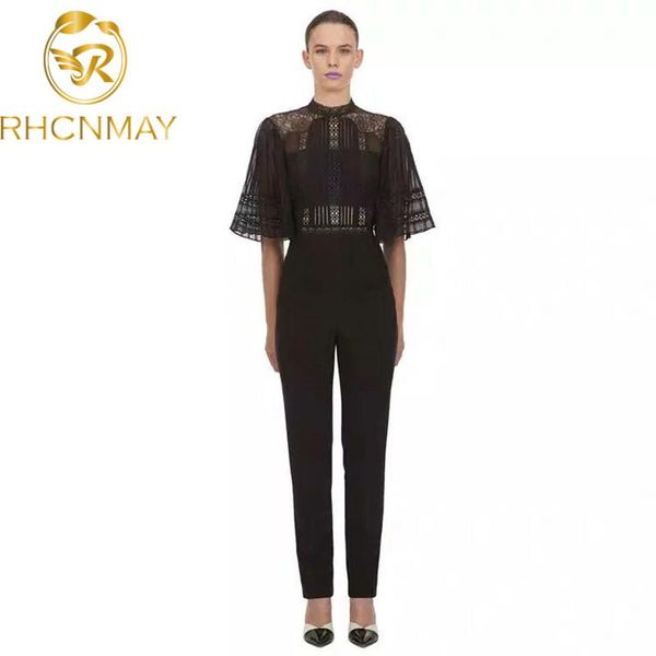 women's jumpsuits & rompers summer self portrait lace patchwork black jumpsuit women cloak sleeve high waist long pant fashion romper, Black;white
women's jumpsuits & rompers summer self portrait lace patchwork black jumpsuit women cloak sleeve high waist long pant fashion romper, Black;white