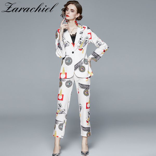 women cartoon graffiti print suit set office notched jacket blazer & high elastic waist straight pants autumn white 2 pieces 210416
women cartoon graffiti print suit set office notched jacket blazer & high elastic waist straight pants autumn white 2 pieces 210416