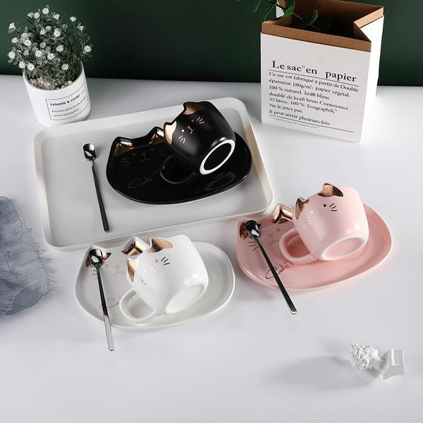mugs korean cartoon cat ceramic cup and dish set, fashionable elegant coffee cup, mug, water with spoon
mugs korean cartoon cat ceramic cup and dish set, fashionable elegant coffee cup, mug, water with spoon