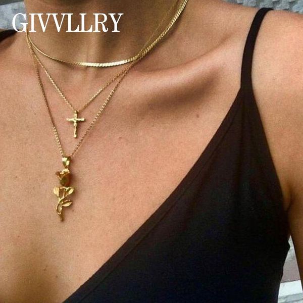 pendant necklaces star style rose flower necklace gift jewelry vintage multilayers cross charms collar chain women, Silver
pendant necklaces star style rose flower necklace gift jewelry vintage multilayers cross charms collar chain women, Silver
