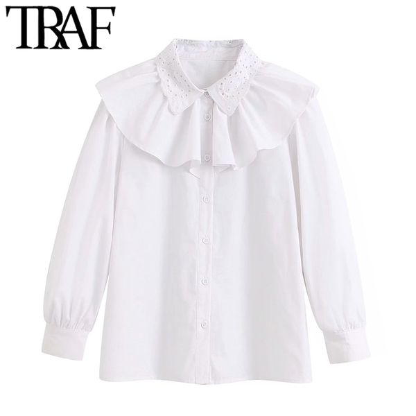 traf women sweet fashion embroidery ruffled white blouses vintage puff sleeve buttons female shirts blusas chic 210415
traf women sweet fashion embroidery ruffled white blouses vintage puff sleeve buttons female shirts blusas chic 210415