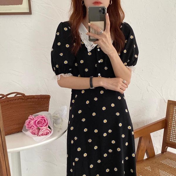 dresses high waist thin fairy sweet office lady women streetwear daisy all match chiffon long es vestidos, Black;gray
dresses high waist thin fairy sweet office lady women streetwear daisy all match chiffon long es vestidos, Black;gray