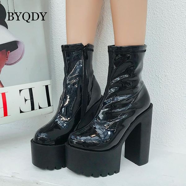 boots byqdy ultra high heels woman platform shoes round toe autumn pu leather party ankle thick black zipper
boots byqdy ultra high heels woman platform shoes round toe autumn pu leather party ankle thick black zipper