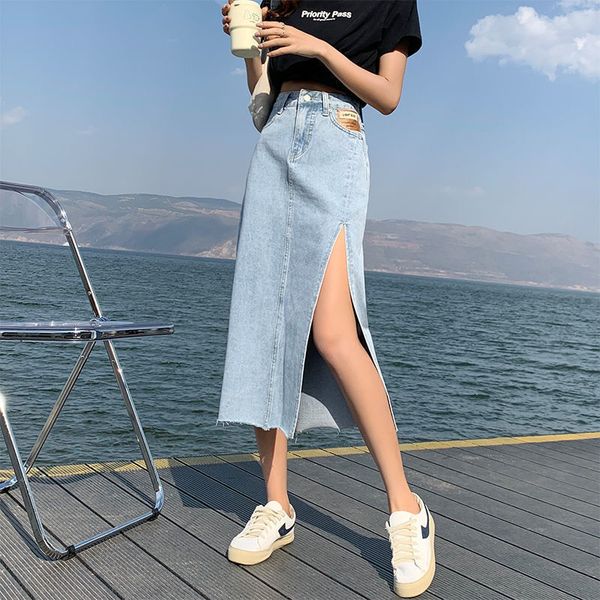 skirts ins summer fashion label denim women's a-word spice girl side fork wrap hip medium length casual slim skirt, Black
skirts ins summer fashion label denim women's a-word spice girl side fork wrap hip medium length casual slim skirt, Black