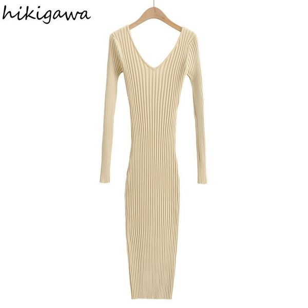 casual dresses hikigawa knitted autumn fashion v neck long sleeve slim fit robes pullover woman dress solid bodycon vestidos, Black;gray
casual dresses hikigawa knitted autumn fashion v neck long sleeve slim fit robes pullover woman dress solid bodycon vestidos, Black;gray
