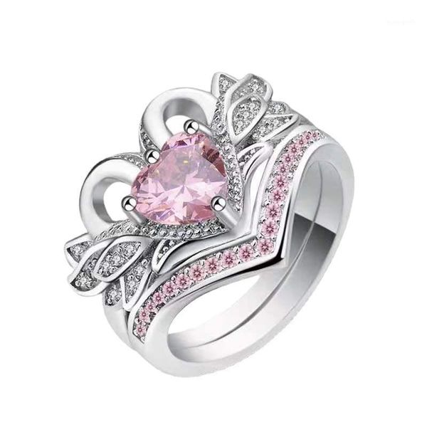 wedding rings fashion silver color women's ring set pink heart zircon micro inlay finger for girl jewelry1, Slivery;golden
wedding rings fashion silver color women's ring set pink heart zircon micro inlay finger for girl jewelry1, Slivery;golden