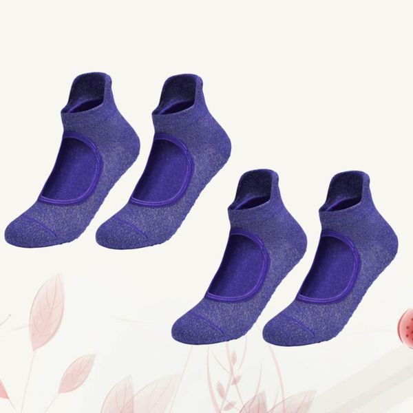 pairs non-slip open instep socks cotton yoga indoor breathable fitness (purple) sports, Black