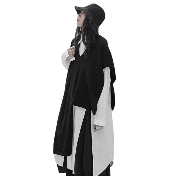 women's vests loose fit black irregular knitting big size vest v-collar sleeveless fashion tide spring autumn 2021 coats, Black;white
women's vests loose fit black irregular knitting big size vest v-collar sleeveless fashion tide spring autumn 2021 coats, Black;white