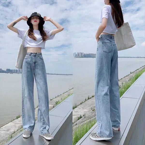 high waist wide leg trousers women shorts cover hip show thin jeans summer ice straight tube loose drop pants tide, White;black
high waist wide leg trousers women shorts cover hip show thin jeans summer ice straight tube loose drop pants tide, White;black