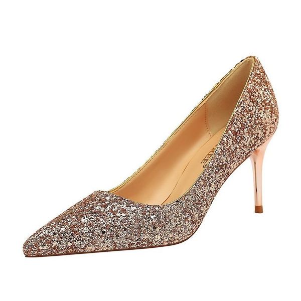 dress shoes high heeled women's nightclub slim thin heels fashion glittering sequin single, Black
dress shoes high heeled women's nightclub slim thin heels fashion glittering sequin single, Black