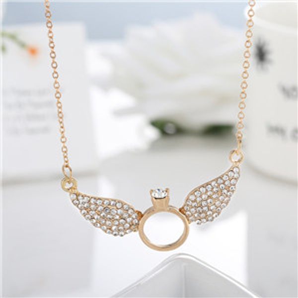 designer gold silver pendant valentines gift for women angel wings with rings crystal pendant necklace statement jewelry for women
designer gold silver pendant valentines gift for women angel wings with rings crystal pendant necklace statement jewelry for women