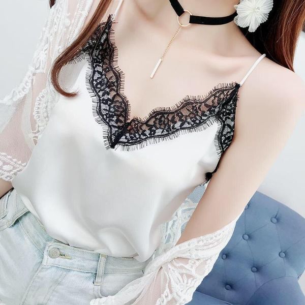 women's tanks & camis women satin silk lace summer tank vest blouse casual lady v-neck sleeveless straps shirt, White
women's tanks & camis women satin silk lace summer tank vest blouse casual lady v-neck sleeveless straps shirt, White