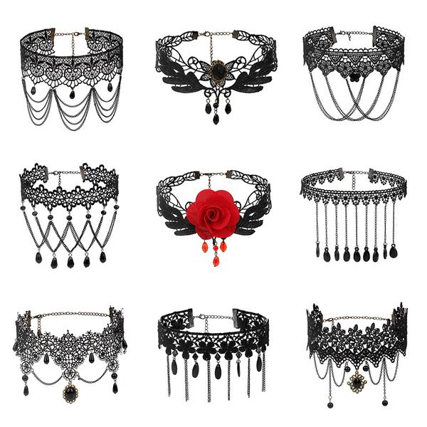 designer necklace kmvexo gothic chokers black beaded flowers lace neck choker vintage tassel chain women steampunk halloween jewelry, Silver
designer necklace kmvexo gothic chokers black beaded flowers lace neck choker vintage tassel chain women steampunk halloween jewelry, Silver