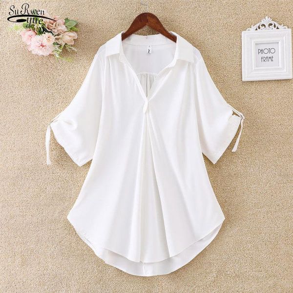 women's blouses & shirts 2021 fashion plus size blouse loose waist chiffon women summer short sleeve shirt solid blusas 14316, White
women's blouses & shirts 2021 fashion plus size blouse loose waist chiffon women summer short sleeve shirt solid blusas 14316, White