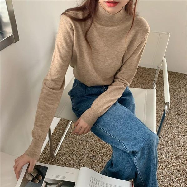 women's sweaters solid color half high collar inside sweater long sleeve pullover autumn winter 2021 elegant knit women, White;black
women's sweaters solid color half high collar inside sweater long sleeve pullover autumn winter 2021 elegant knit women, White;black
