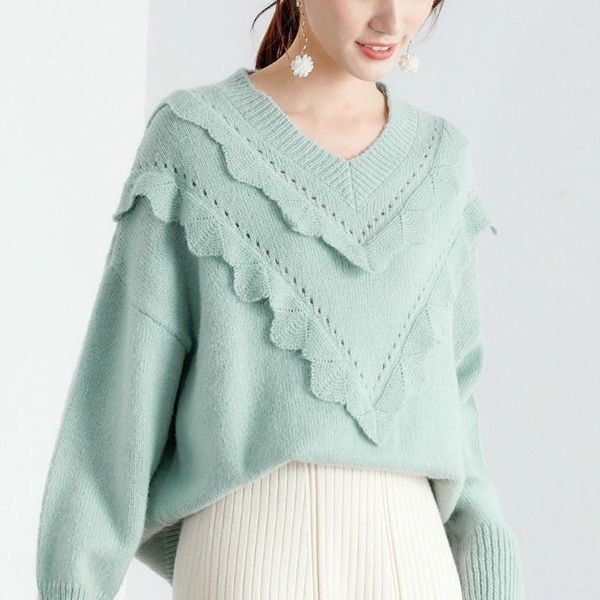 knitted vintage sweater women sweet solid pullover harajuku casual v-neck ruffles korean 2021 women's autumn sweaters, White;black
knitted vintage sweater women sweet solid pullover harajuku casual v-neck ruffles korean 2021 women's autumn sweaters, White;black