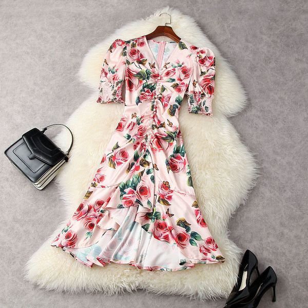 casual dresses spring summer 1/2 half sleeve v neck pink / yellow floral print buttons ruched mid-calf mermaid dress elegant 21a062024 q64t, Black;gray
casual dresses spring summer 1/2 half sleeve v neck pink / yellow floral print buttons ruched mid-calf mermaid dress elegant 21a062024 q64t, Black;gray