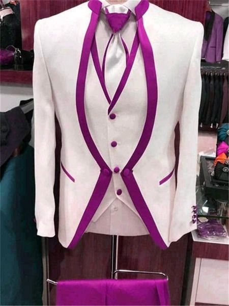 men's suits & blazers arrival men ivory and purple groom tuxedos mandarin lapel groomsmen 3 pieces set ( jacket + pants vest tie) d382, White;black
men's suits & blazers arrival men ivory and purple groom tuxedos mandarin lapel groomsmen 3 pieces set ( jacket + pants vest tie) d382, White;black