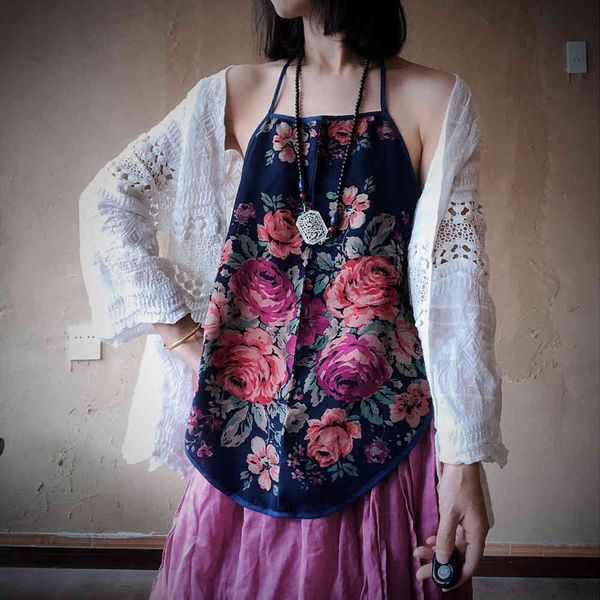johnature summer clothes vintage print flower o-neck retro camis comfortable 3 colors women slings 210521, White
johnature summer clothes vintage print flower o-neck retro camis comfortable 3 colors women slings 210521, White