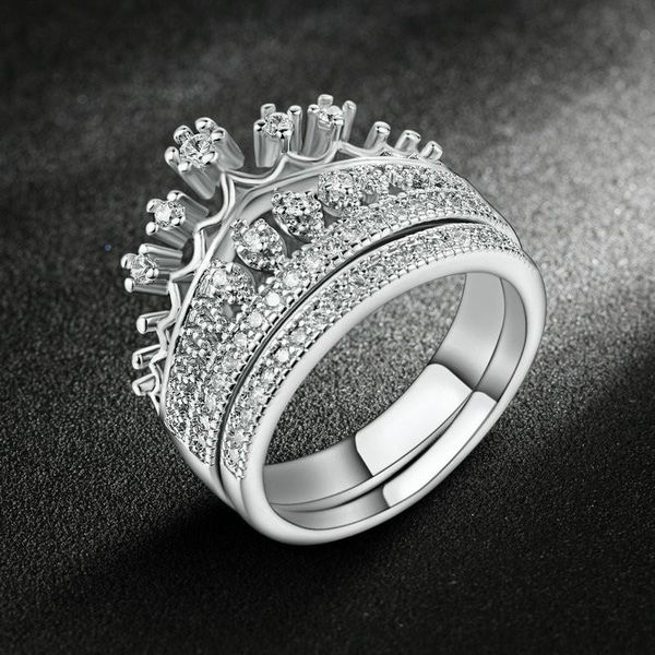 wedding rings 2 pcs/set silver plated crown double layer zinc alloy ring set for women jewelry engagement party size 6-10, Slivery;golden
wedding rings 2 pcs/set silver plated crown double layer zinc alloy ring set for women jewelry engagement party size 6-10, Slivery;golden