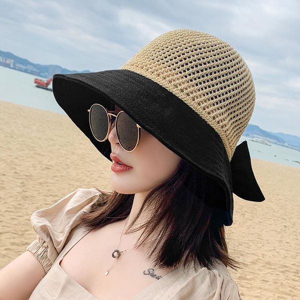 bow sun hat cap wide brim floppy summer hats for women beach panama straw dome bucket hollow out visor bonnet, Blue;gray
bow sun hat cap wide brim floppy summer hats for women beach panama straw dome bucket hollow out visor bonnet, Blue;gray