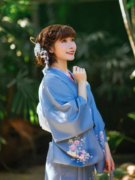 ethnic clothing japanese style women's traditional kimono retro blue color floral prints yukata set cosplay wear stage performing dress, Red
ethnic clothing japanese style women's traditional kimono retro blue color floral prints yukata set cosplay wear stage performing dress, Red