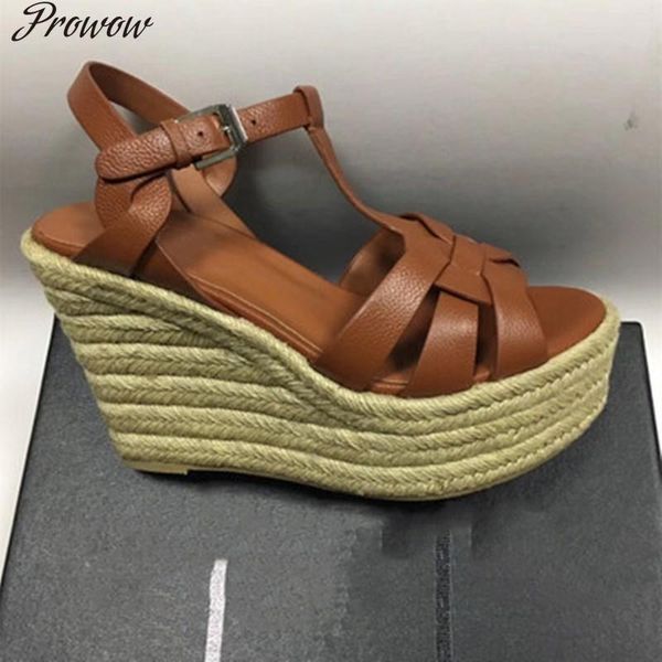 prowow open toe thick heel genuine leather shoes woven platform woman high sandals luxury designer zapatos de mujer dress, Black
prowow open toe thick heel genuine leather shoes woven platform woman high sandals luxury designer zapatos de mujer dress, Black