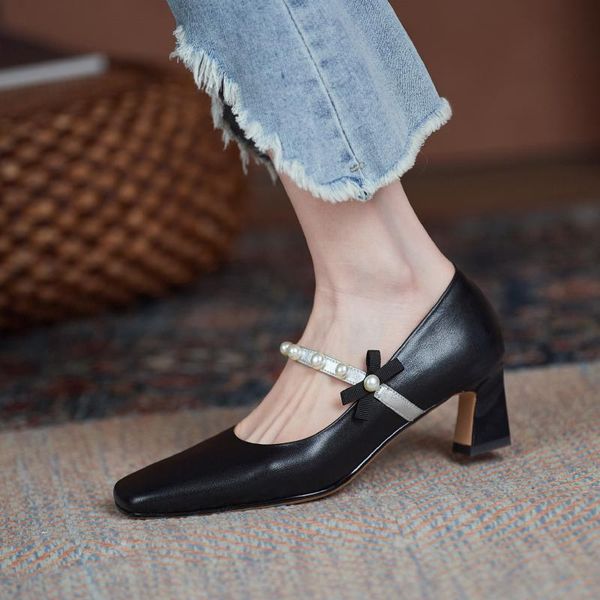 women pumps natural leather shoes 22-24.5cm cowhide upper full single shoe with thick heel heels dress, Black
women pumps natural leather shoes 22-24.5cm cowhide upper full single shoe with thick heel heels dress, Black
